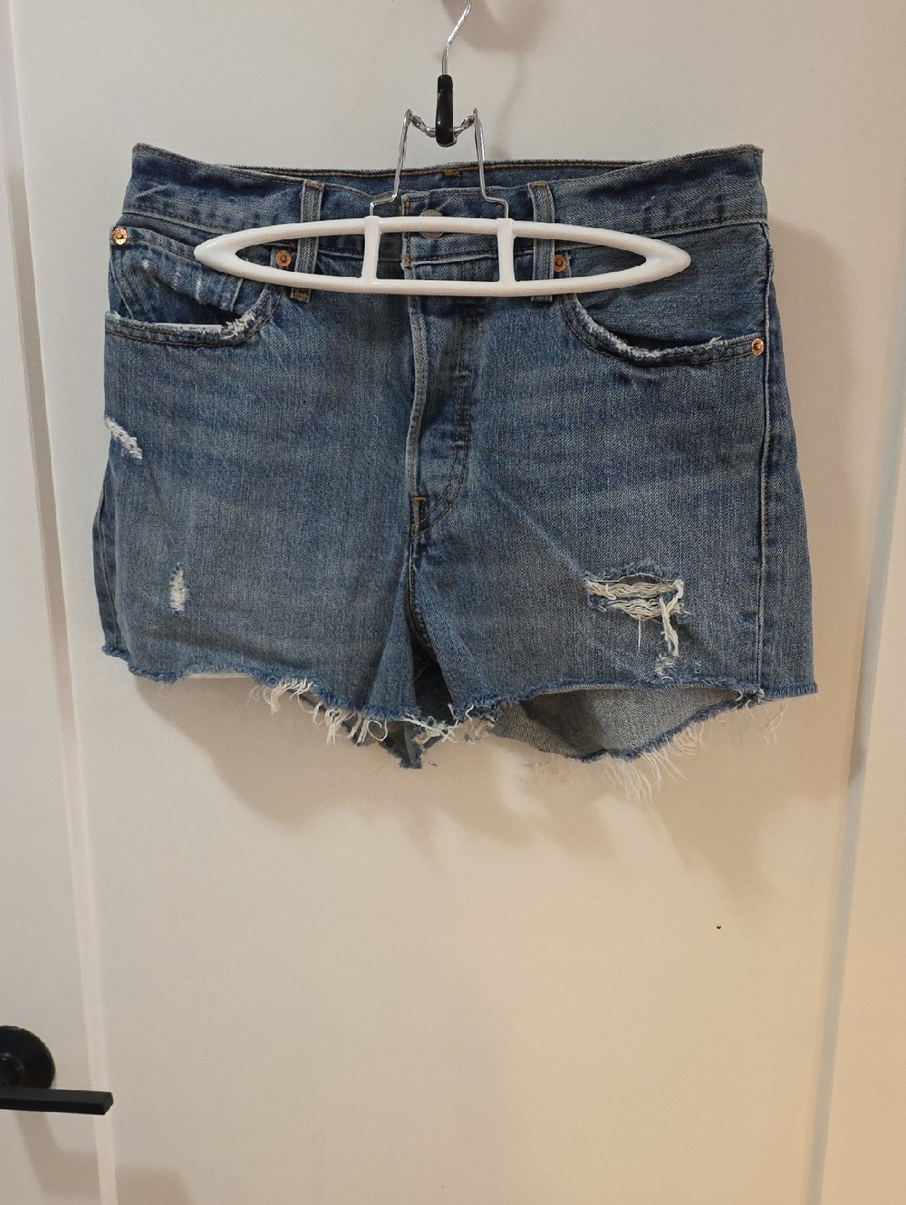 Levi's Wedgie Shorts Distressed Denim